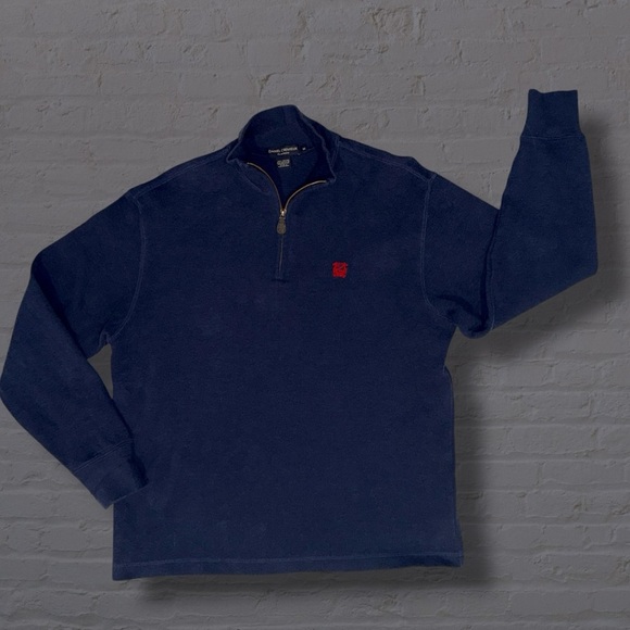 Daniel Cremieux Men’s Quarter Zip Pullover Sweater Navy Blue Cotton Medium - Picture 3 of 10